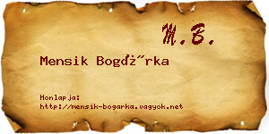 Mensik Bogárka névjegykártya